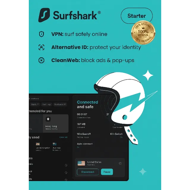 🦈 Surfshark VPN (Безлимитные устройства) | Ключ на 2 Месяца Trial 🌍 GLOBAL ⚡