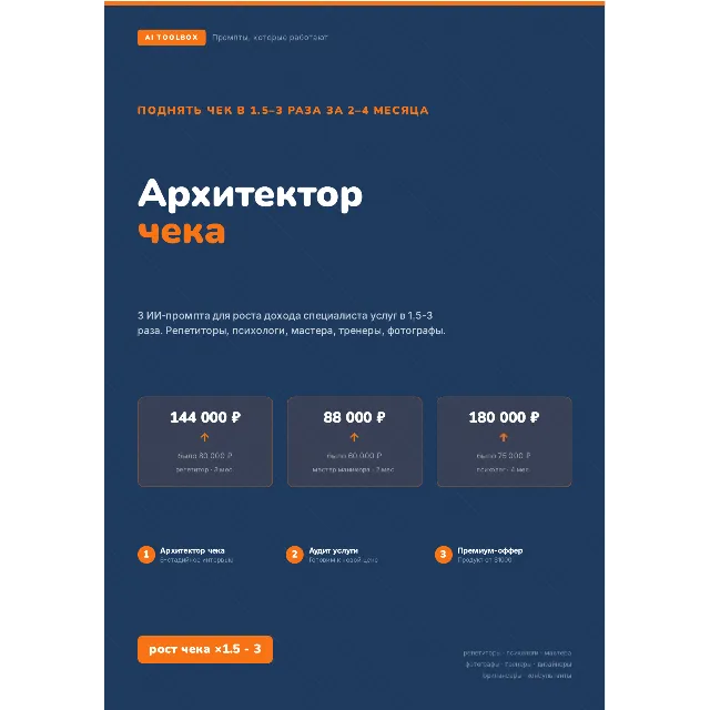 Архитектор чека. 3 промпта ChatGPT, как поднять цену на услуги. PDF, 37 страниц