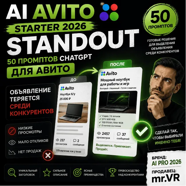 50 промптов ChatGPT для Авитo — как выделить объявление среди конкурентов