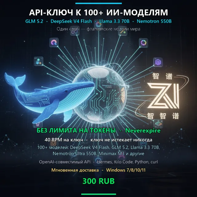 API-ключ к 100+ ИИ-моделям — GLM 5.3 flash, Kimi K3, DeepSeek V4 pro
