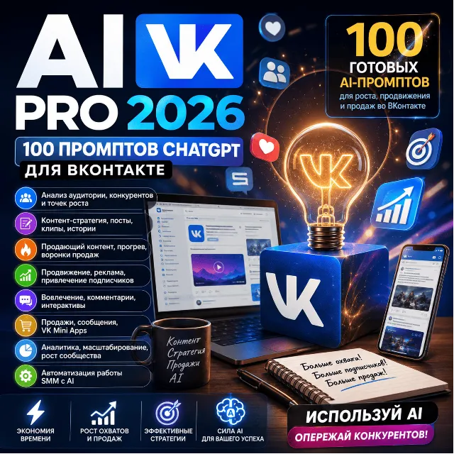100 промптов ChatGPT для ВКонтакте — AI VK Pro 2026