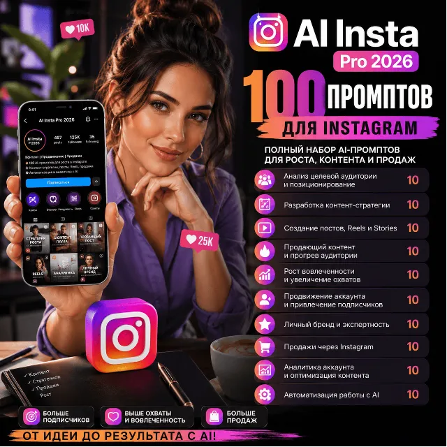 100 промптов ChatGPT для Instagram — AI INSTA Pro 2026