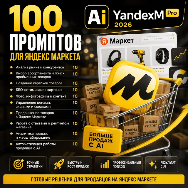 100 промптов ChatGPT для продаж на Яндекс Маркете — AI YANDEX MARKET Pro 2026