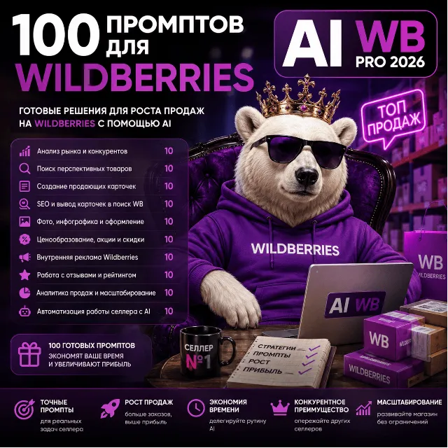 100 промптов для Wildbеrriеs — AI WВ Pro 2026