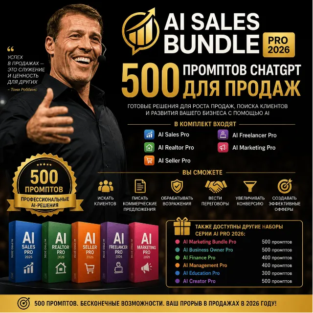500 промптов ChatGPT для продаж — AI Sales Bundle Pro 2026