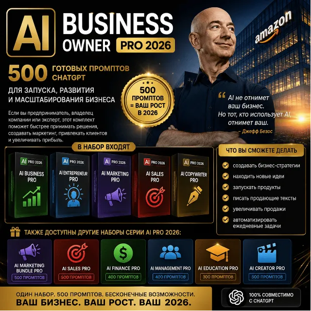 500 промптов ChatGPT для бизнеса — AI Business Owner Pro 2026