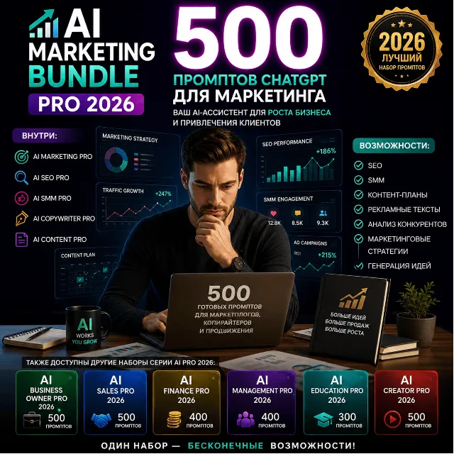 500 промптов ChatGPT для маркетинга — AI Marketing Bundle Pro 2026