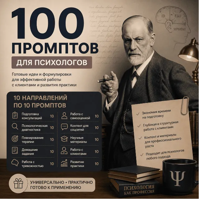 100 промптов ChatGPT для психологов — AI Psychology Pro 2026: консультации, анализ