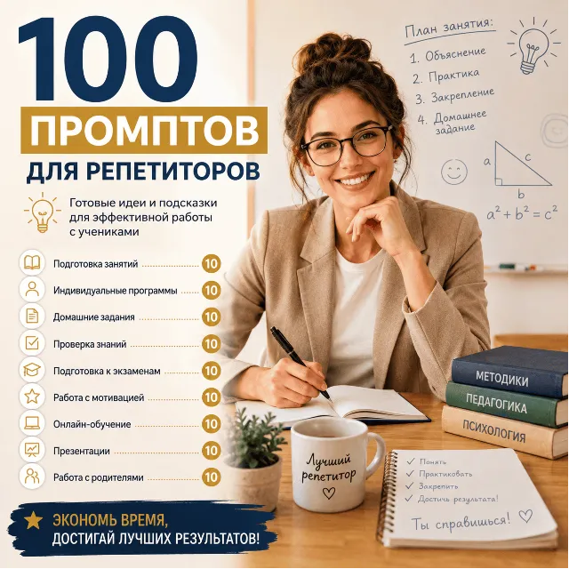 100 промптов ChatGPT для репетиторов — AI Tutor Pro 2026: занятия, обучение