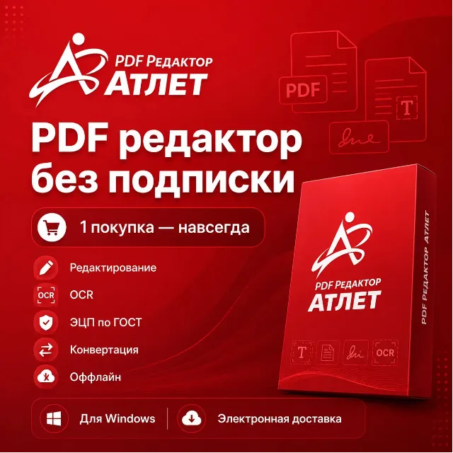 Атлет PDF 2.1.5 PRO — PDF редактор без подписки, OCR, ЭЦП по ГОСТ