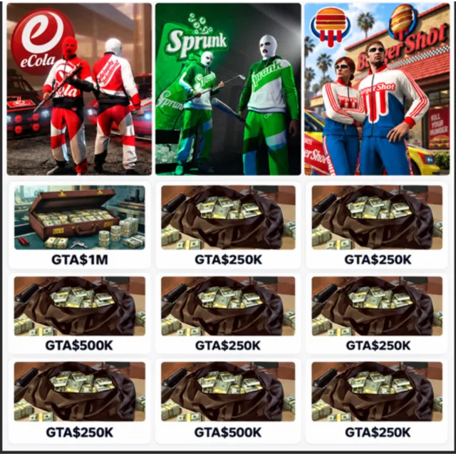 GTA 5💎12 наград Burger Shot+eCola+Sprunk 💎3 скина + GTA$4M💎 Aug-Sep 2026 Twitch Dr