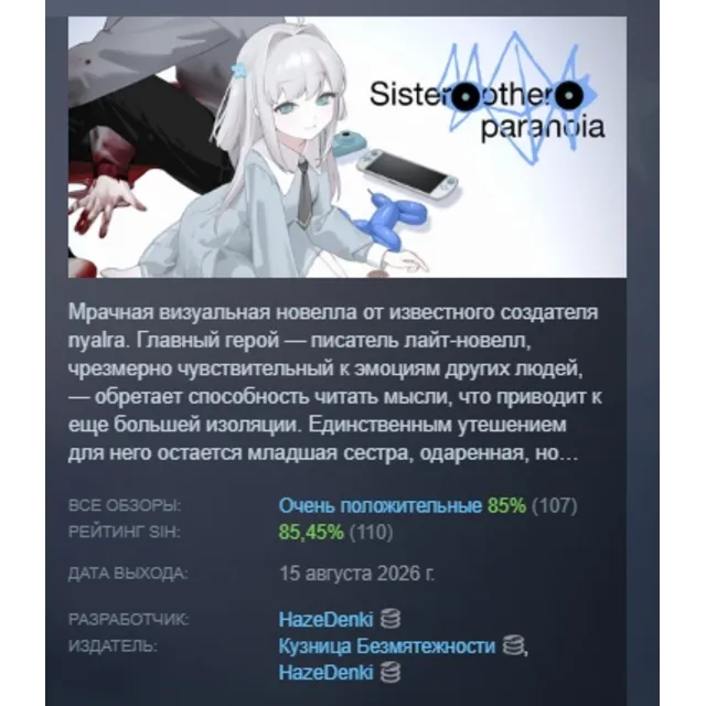 Sister Other Paranoia АВТОДОСТАВКА STEAM GLOBAL МГНОВЕННО ЛИЦЕНЗИЯ