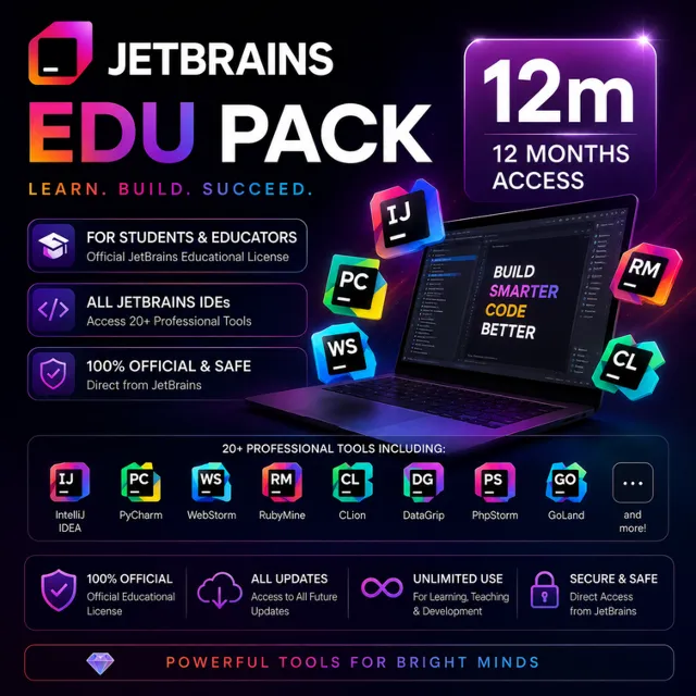 Студенческий пакет JetBrains – 1 год | Личный аккаунт | +17 премиум-продуктов