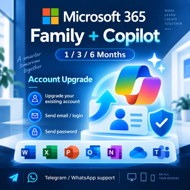 Microsoft 365 Family + Copilot | 1/3/6 мес. | Готовый аккаунт / Апгрейд