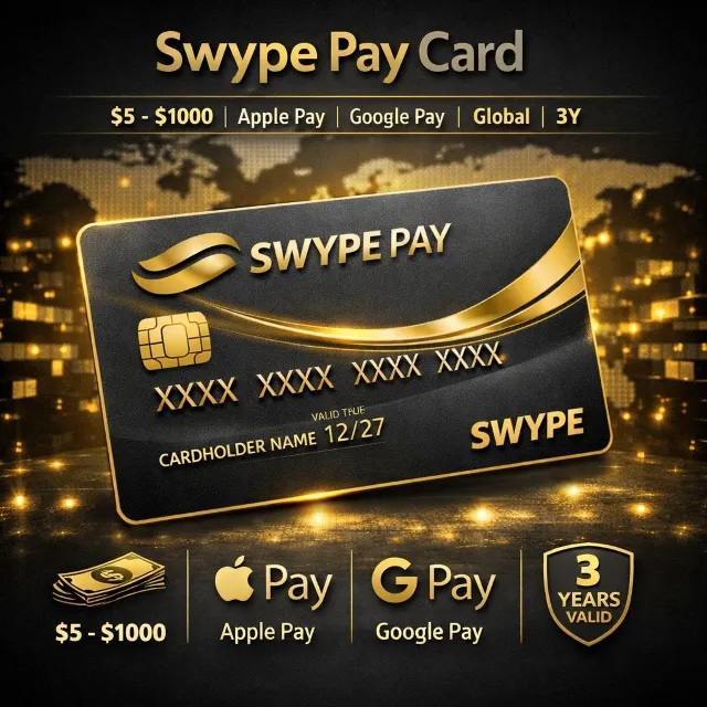 Swype виртуальная платёжная карта | $5–$1000 | Apple Pay &amp; Google Pay | Global | 3 го