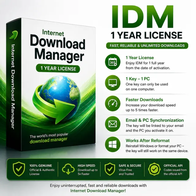 Internet Download Manager (IDM) 1-Year Key for 1 PC (Global)