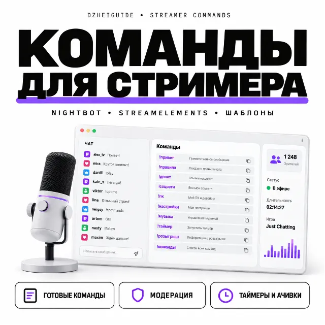 Конструктор команд для стримера: Nightbot, StreamElements, шаблоны - By DzheiGuide