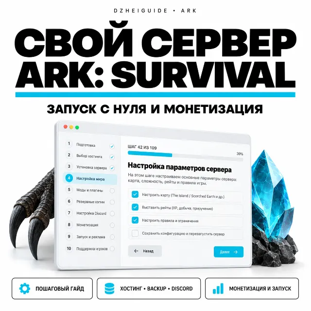 Свой игровой сервер ARK (ASA) - запуск с нуля и монетизация | by DzheiGuide