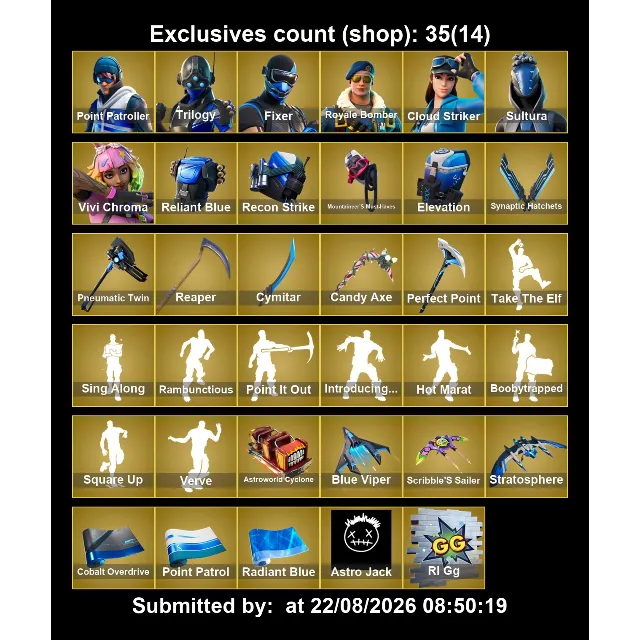 Мгновенный доступ • FN (все платформы) • 125 skins • Royale Bomber • Полный доступ