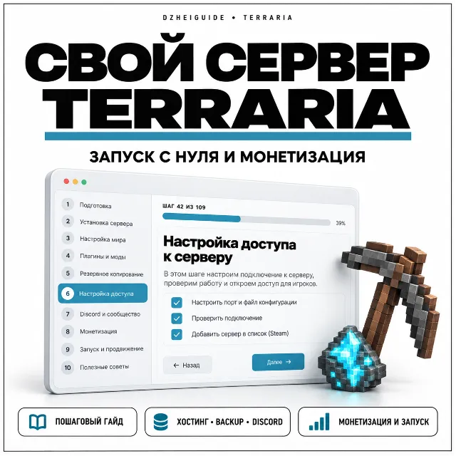 Свой игровой сервер Terraria - запуск с нуля и монетизация | by DzheiGuide