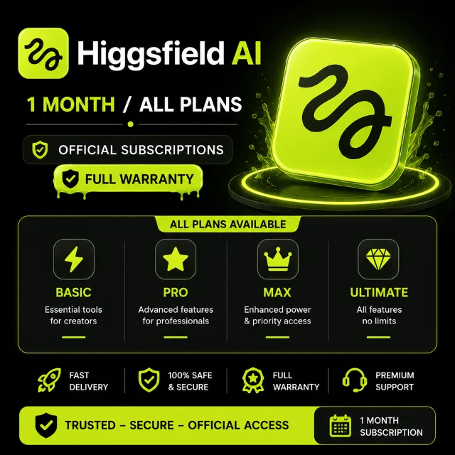 Higgsfield AI - 1 месяц / Все тарифные планы / Официальная подписка / Полная гарантия