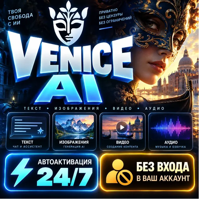 ⚡ VENICE AI — Pro / Pro+ / Max ⚡ Автоактивация | Без входа