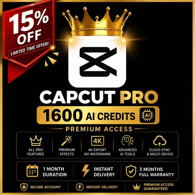 📽️CapCut Pro Premium + 1600 кредитов ИИ | 1 месяц | Готовый к использованию аккаунт
