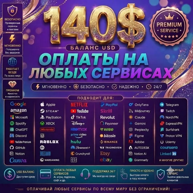 140$Премиум-карта для оплаты рекламы в TikTok, Google и других сервисах по всему миру