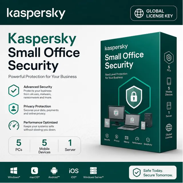 Kaspersky Small Office Security – 5 PCs + 5 Mobile + 1 Server | Global License Key