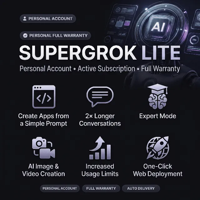 🚀 SuperGrok Lite 🤖 | Личный аккаунт 👤 | Активная подписка 🔥 | 🛡️ 1 месяц