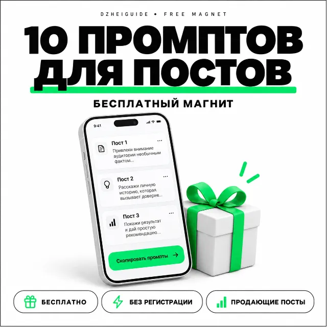 10 промптов для продающих постов в Telegram - By DzheiGuide