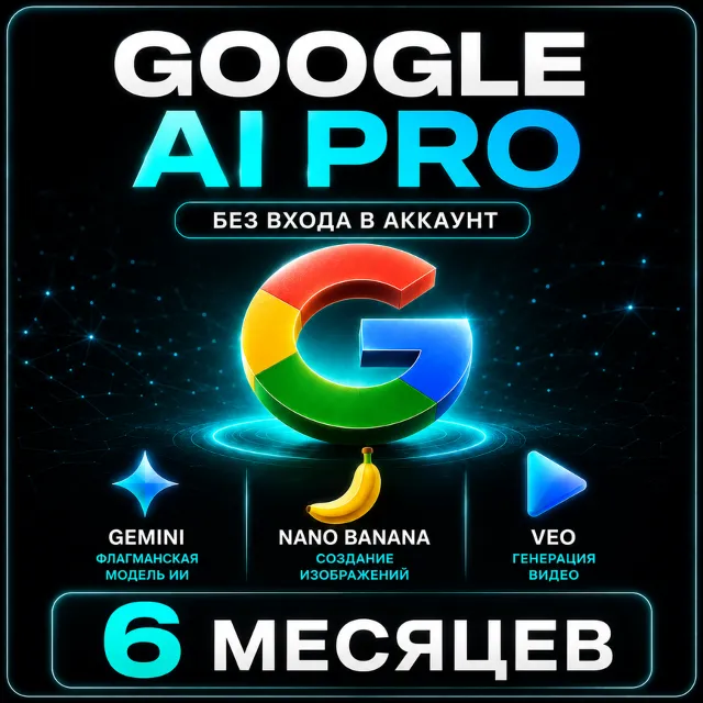 Google AI Pro 6 МЕСЯЦЕВ - БЕЗ ВХОДА | КЛЮЧ (Gemini,Nano Banana ,Veo)