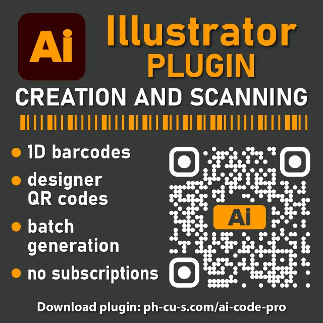 AI Code Pro — плагин для Adobe Illustrator — штрихкоды и QR-коды — генерация и batch