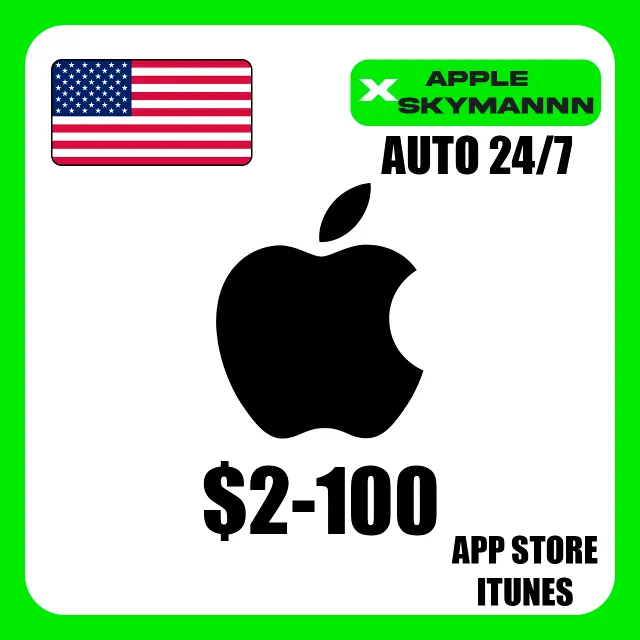 ПОДАРОЧНАЯ КАРТА APPLE ITUNES США 2-100$ USD US АВТО 24/7