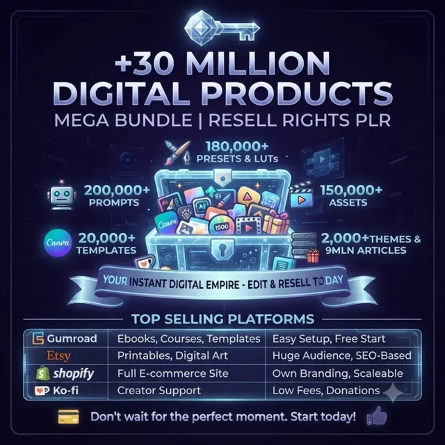 Набор из 30 миллионов цифровых товаров с правами PLR