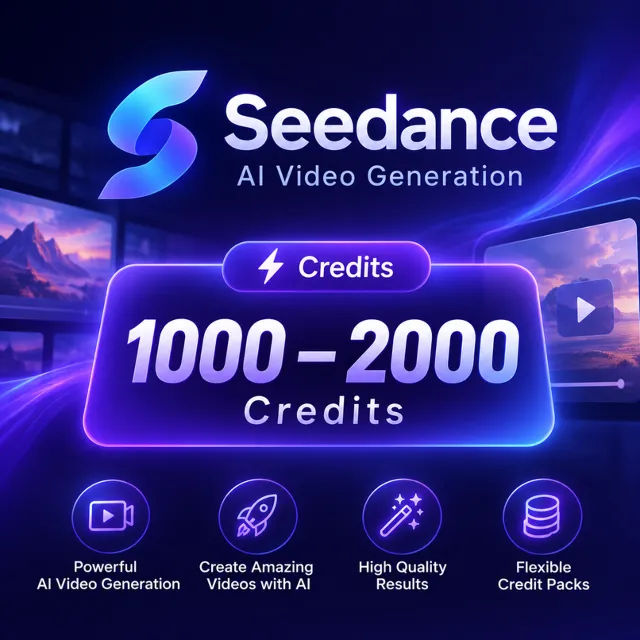 Пакет кредитов Seedance — до 1000 кредитов | Кредиты на генерацию видео с помощью ИИ