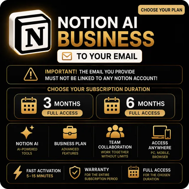 Notion AI Business 3/6 МЕСЯЦЕВ | OPUS 5, GPT-5.6 SOL | — НА ВАШУ ПОЧТУ
