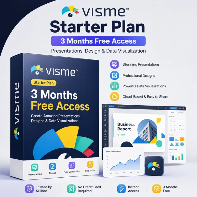 Visme Starter Plan – 3 Months Free Access | Presentations, Design &amp; Data Visualizatio