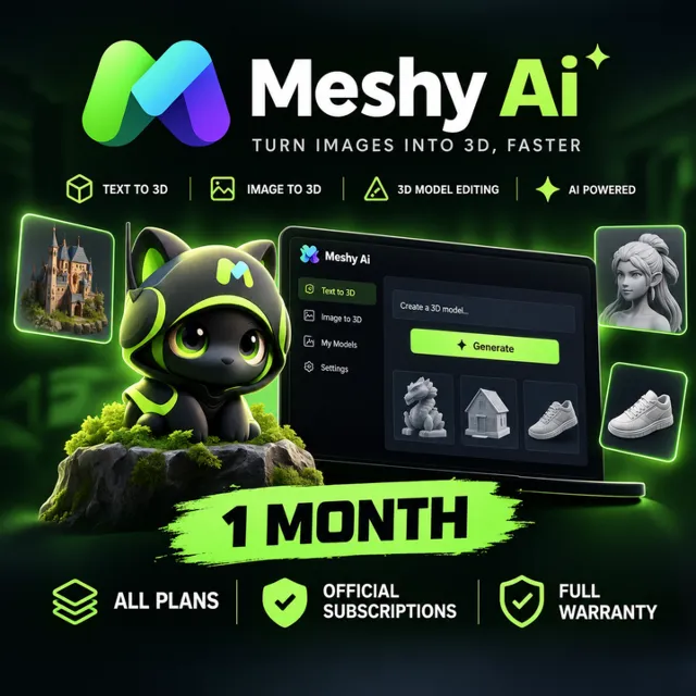 Meshy AI — Все тарифные планы | 1 месяц | Быстрая активация | Полная гарантия