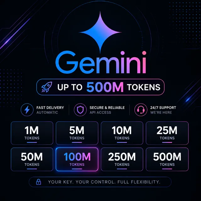GEMINI API • FLASH 3.8 / 3.7 / 3.6 / 3.5 • PRO 3.1 | ДО 500M ТОКЕНОВ |АВТОВЫДАЧА 24/7