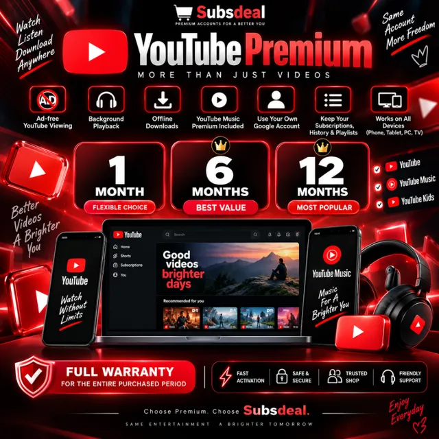 YouTube Premium 1 мес. | Ваш личный аккаунт | YouTube Music | Гарантия