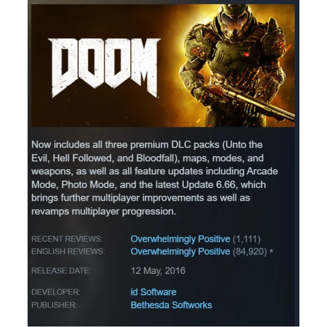 DOOM 2016 (Steam key | RU+CIS