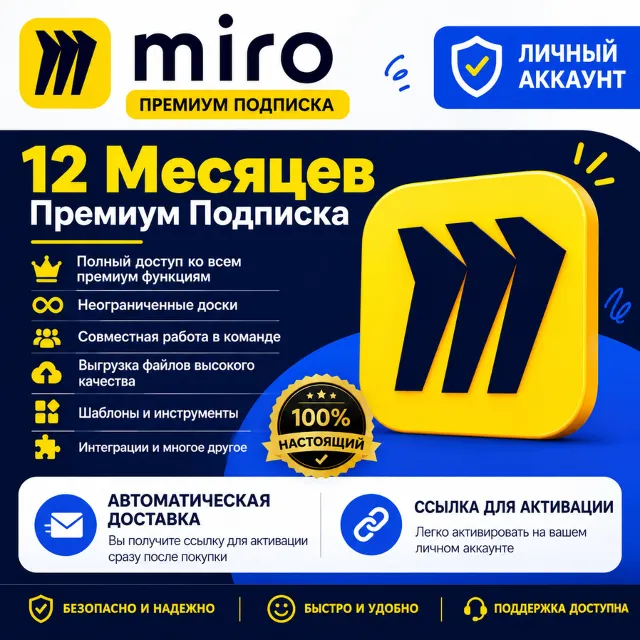 Премиум-подписка Miro на 12 месяцев - Личный аккаунт [Ссылка для активации] АВТОМАТИЧ