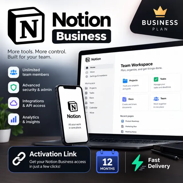 Notion Business — Ссылка для активации | 12 месяцев | Быстрая доставка