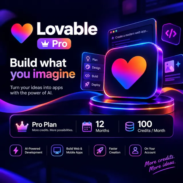 Lovable Pro (12 месяцев) | 100 кредитов в месяц | Повышение уровня аккаунта