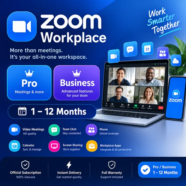 Zoom Workplace — Pro / Business | Официальная подписка | 1–12 месяцев | Быстрая актив