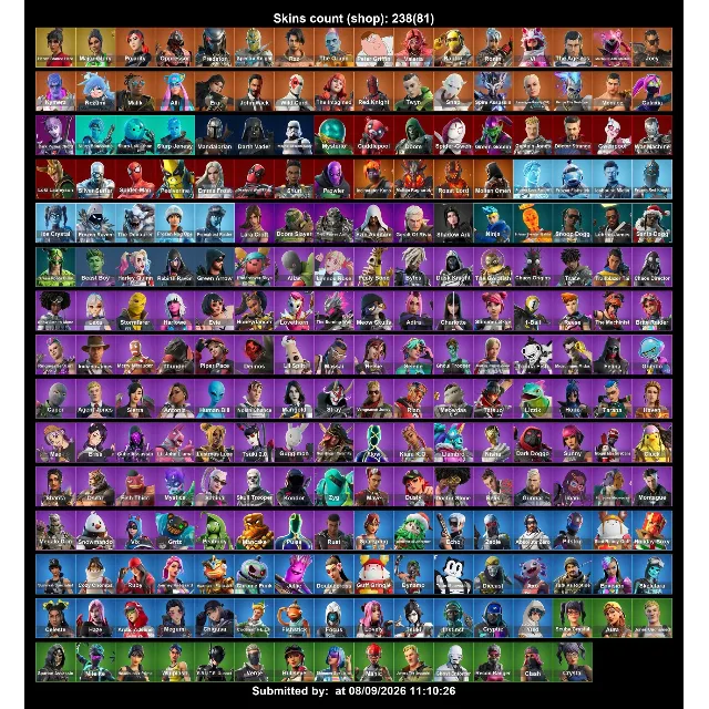 Мгновенный доступ • FN (все платформы) 238 skins • 1000 VB Полный доступ
