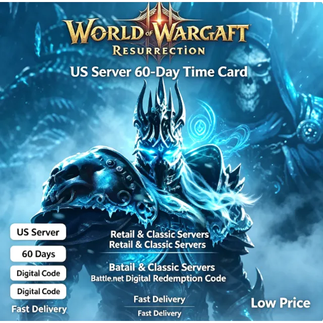 World of Warcraft | US Server 60-Day Time Card | Retail &amp; Classic Servers | Battle.ne