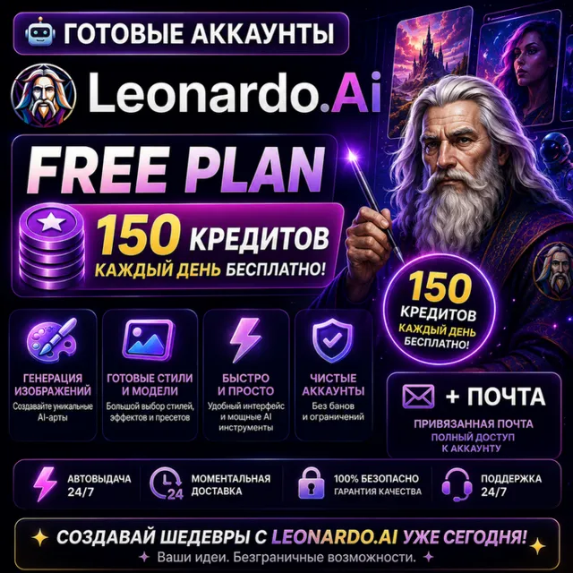 🤖Готовые Аккаунты Leonardo AI Free Plan🤖Автовыдача 24/7