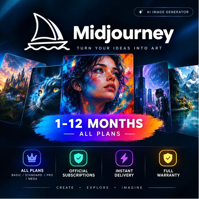 MIDJOURNEY — 1–12 месяцев | Все тарифные планы | Официальное обновление | Полная гара